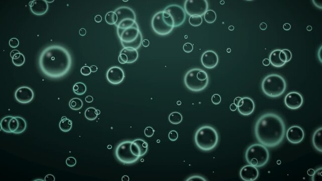 Underwater air bubbles rising through deep blue water abstract motion background seamless loop in subtle emerald tones