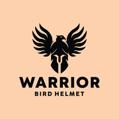 Obraz premium Warrior Helmet Bird Logo Vector Design