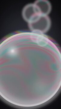 Iridescent Soap Bubble Thin Film Rainbow Sheen Seamless Loop in soft pearl tones vertical 9:16