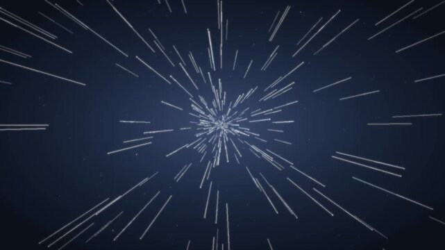 Warp speed hyperspace starfield flight seamless loop in cool ice-blue tones