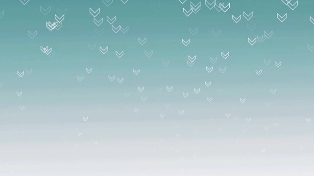 Clean abstract background of teal cyan gradient with subtle white down arrows animated motion graphics. Professional video backdrop for corporate presentations, technology, and modern designs.