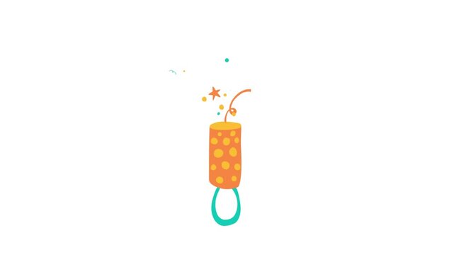 Cute hand drawn firecracker illustration isolated on white background for party and celebration concept