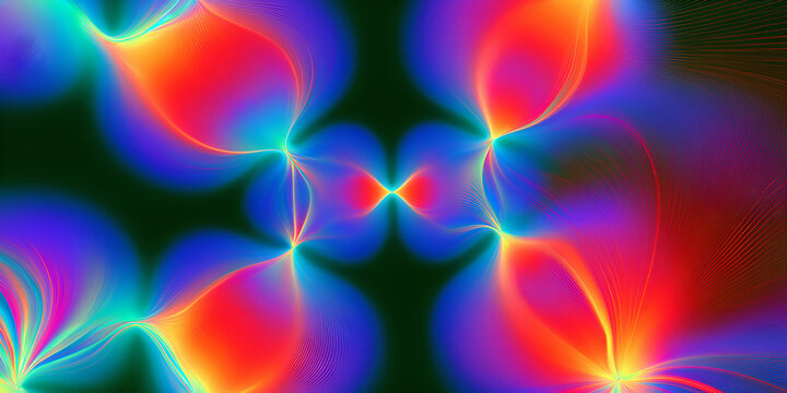 The Waves That Rise in Color as Symmetry Glows and Energy Fields Unfold in Radiant Motion, ai generated.
