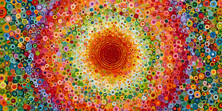 The Spiral That Glows in Every Color as Concentric Circles Pull the Eye Toward a Radiant Center, ai generated.