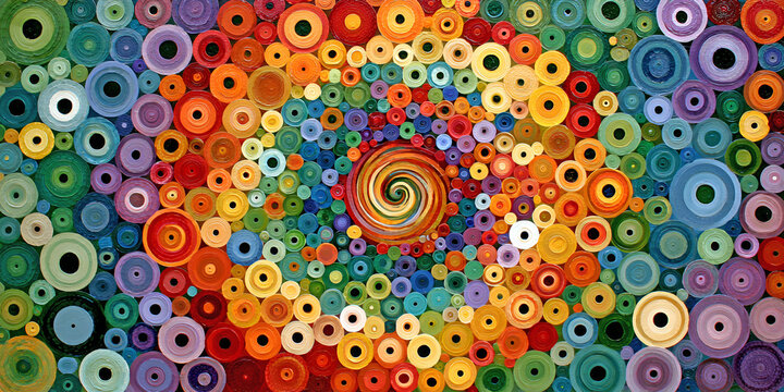 The Spiral That Glows in Every Color as Concentric Circles Pull the Eye Toward a Radiant Center, ai generated.