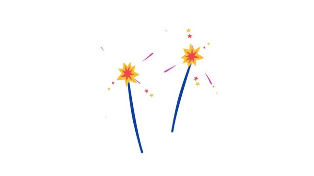 Vector illustration of festive sparklers with colorful stars for New Year and celebrations