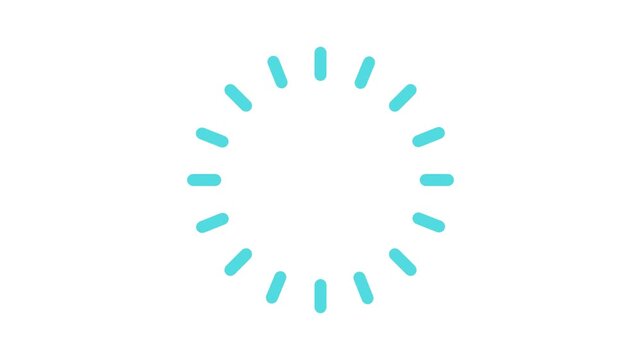 A light blue circular loading animation with dashed lines radiating outwards on a white background