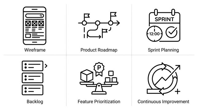 Agile Product Management and Software Development Icon Set