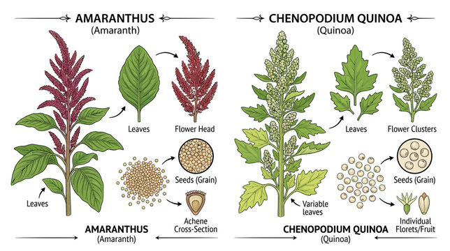 Amaranth and Quinoa Plant Anatomy Illustration