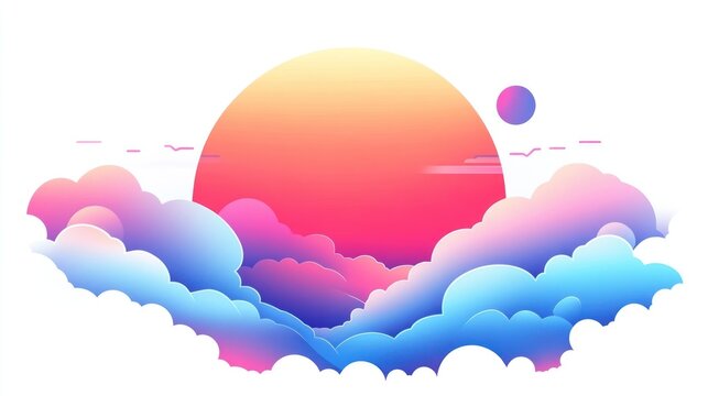 moon and clouds, Illustration vector graphic, good for weather ui or ux mobile, web, design template on your product