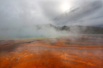 Fototapeta premium Steam from Grand Prismatic Spring in Yellowstone
