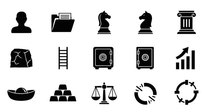 Finance legal and office management icons.