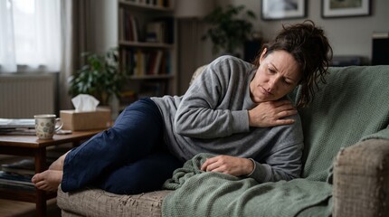 Obraz premium Person Resting with Generalized Body Pain at Home