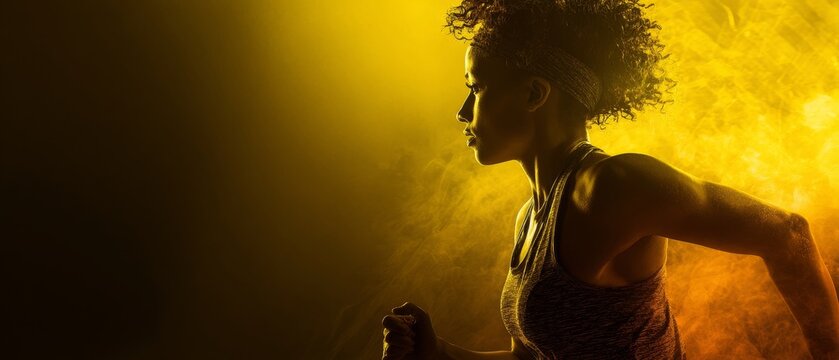 Empowered motion: the essence of a runner's spirit. Abstract bea
