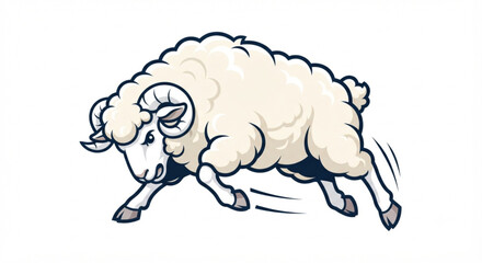 Powerful Charging Bighorn Ram Head Mascot Vector © Reni