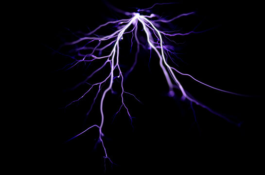 Lightning electric streaks show energy flow. High voltage arcs glow purple. Lightning plasma sparks create motion. Lightning effect adds depth.