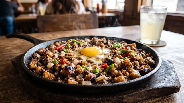 Sizzling Philippine Pork Sisig Skillet Plate