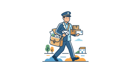Man in postal worker uniform walking.