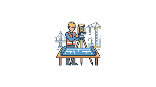 Man working with a theodolite.