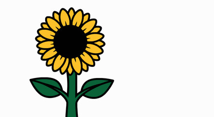 Fototapeta premium Minimalist vector illustration featuring a single bright yellow sunflower against a clean white background