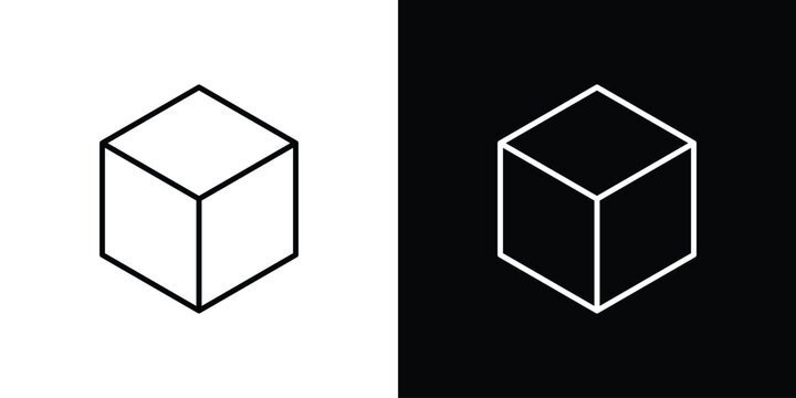 Cube icon line art symbols set