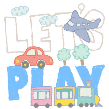 Kids lets play hand drawing illustration