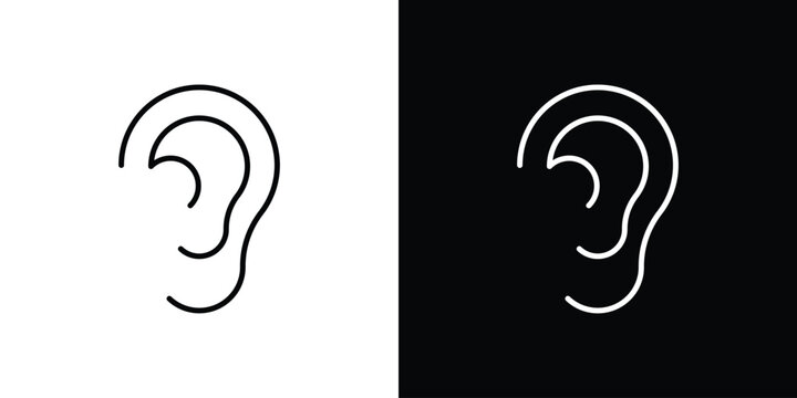 Human ear icon line art symbols set