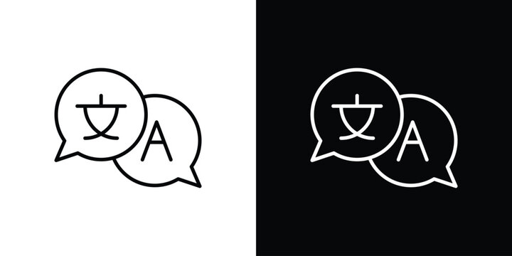 Language icon line art symbols set