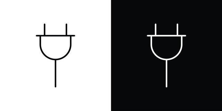 Power plug icon line art symbols set