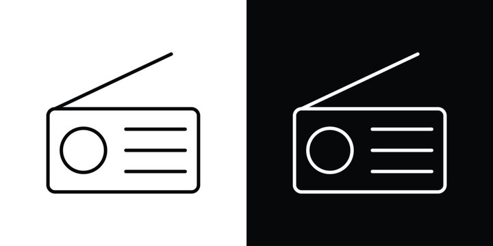 Radio icon line art symbols set