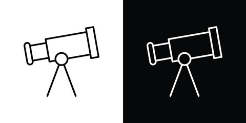 Telescope icon line art symbols set © basit