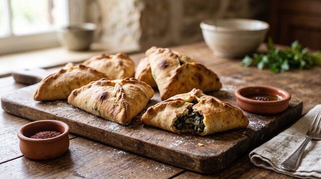 Traditional Palestinian Fatayer Spinach Pastries