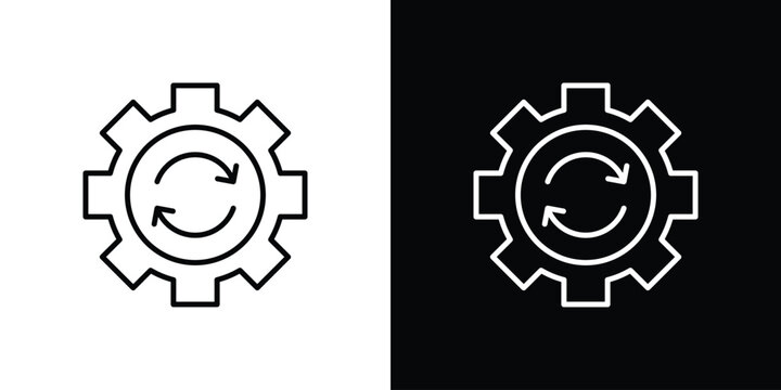System update icon line art symbols set