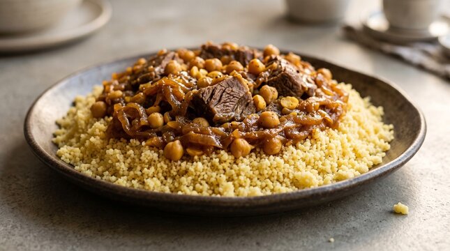 Authentic Libyan Couscous bil Bosla on Platter