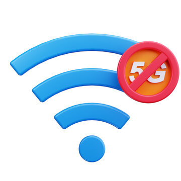 3D Blocked 5G WiFi Signal Icon
