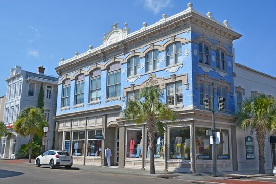 CHARLESTON SOUTH CAROLINA USA: King Street historic Bluestein mens wear building was founded sometime between 1883 and 1885