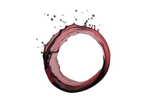 Thin burgundy liquid splash ring with fine droplets