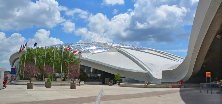 MONTREAL QUEBEC CANADA: Biodome that allows visitors to see four ecosystems of America. The building was constructed for the 1976 Olympic Games as a velodrome. 