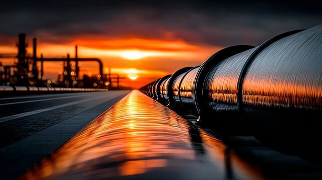 Natural gas arteries: the connection between desert and destiny. Epic poster. Steel pipelines in a desert: a visual representation of energy challenges. Poster illustration. Poster graphics.