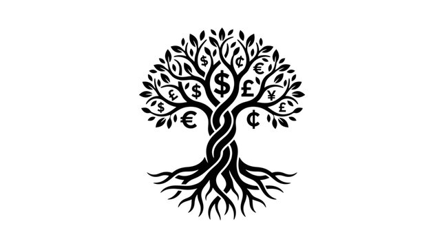 Money tree symbol currency growth financial symbolism