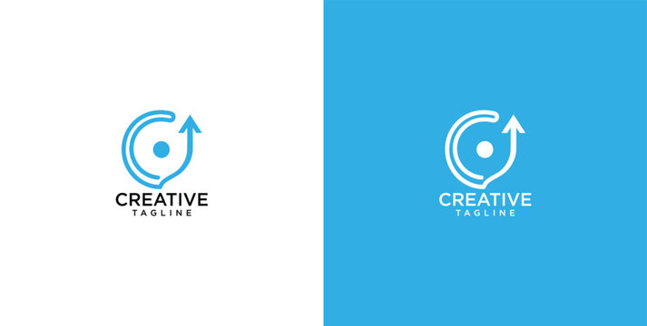 Modern corporate logo design featuring a blue circular arrow concept representing growth and innovation