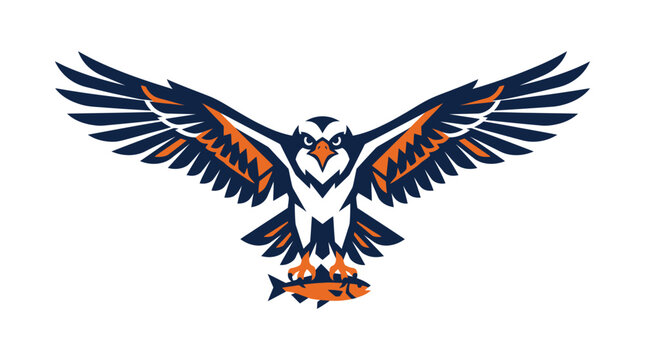 Bird of prey flying with fish claws