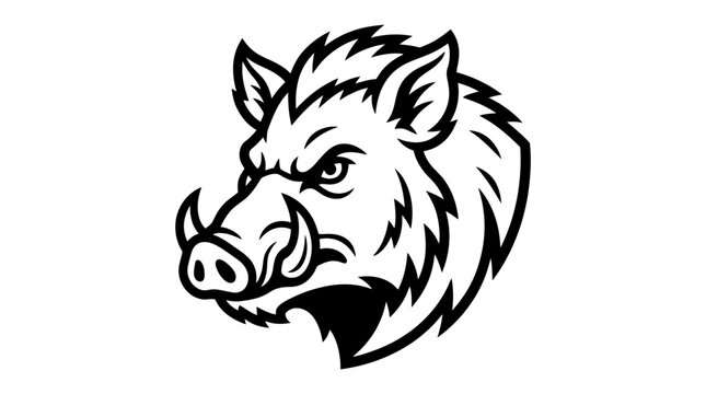 Wild boar head emblem black and white graphic