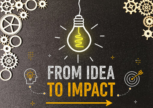 From Idea to Impact Business Innovation Concept with Creative Light Bulb and Strategy Graphics.