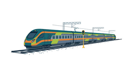 Obraz premium Modern Passenger Train Illustration On White Background