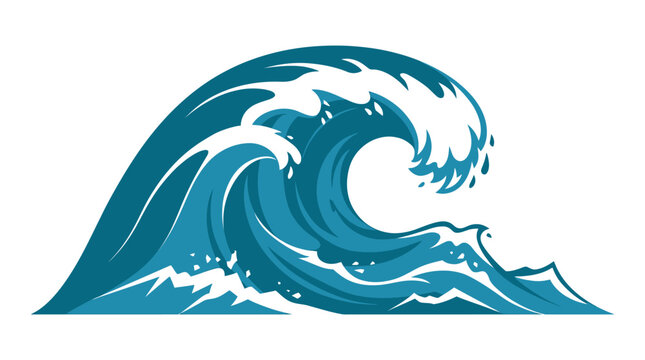 Powerful ocean wave crashing with white foam