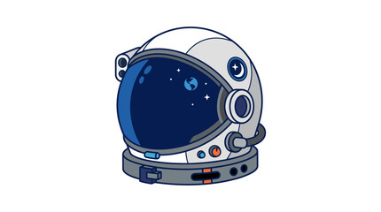 Fototapeta premium Astronaut helmet reflecting outer space and earth