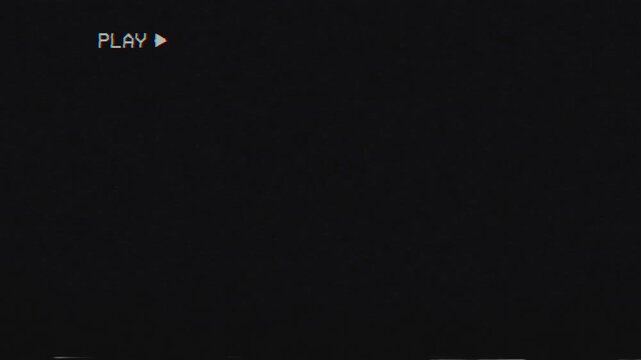Old Damaged VHS Tape Effect with Analog TV Static Noise and PLAY Text. Seamless 4K Video Background Overlay Loop Effect.