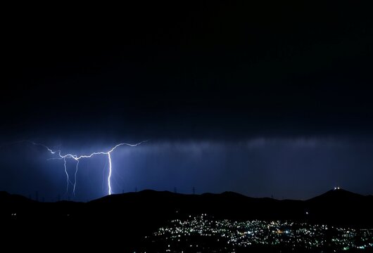 lightning in the night sky