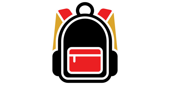 Black and red backpack icon vector illustration